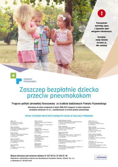 Bezpłatne szczepienia przeciw pneumokokom dla dzieci z powiatu poznańskiego