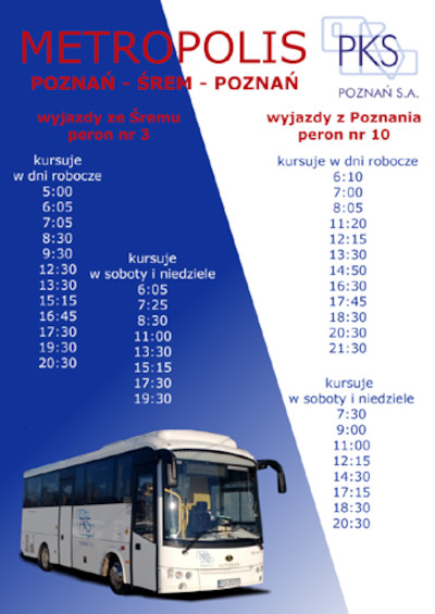 Nowe połączenie autobusowe METROPOLIS Śrem - Poznań - Śrem