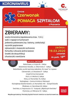 Mieszkańcy Czerwonaka pomagają poznańskim szpitalom
