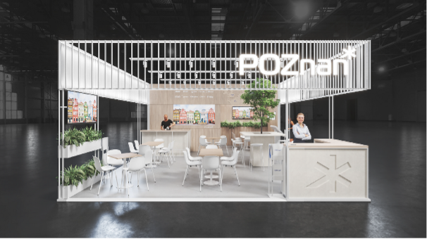 Zdjęcie przedstawia wizualizację stoiska Poznania na targach MIPIM w Cannes. Źródło: https://www.poz