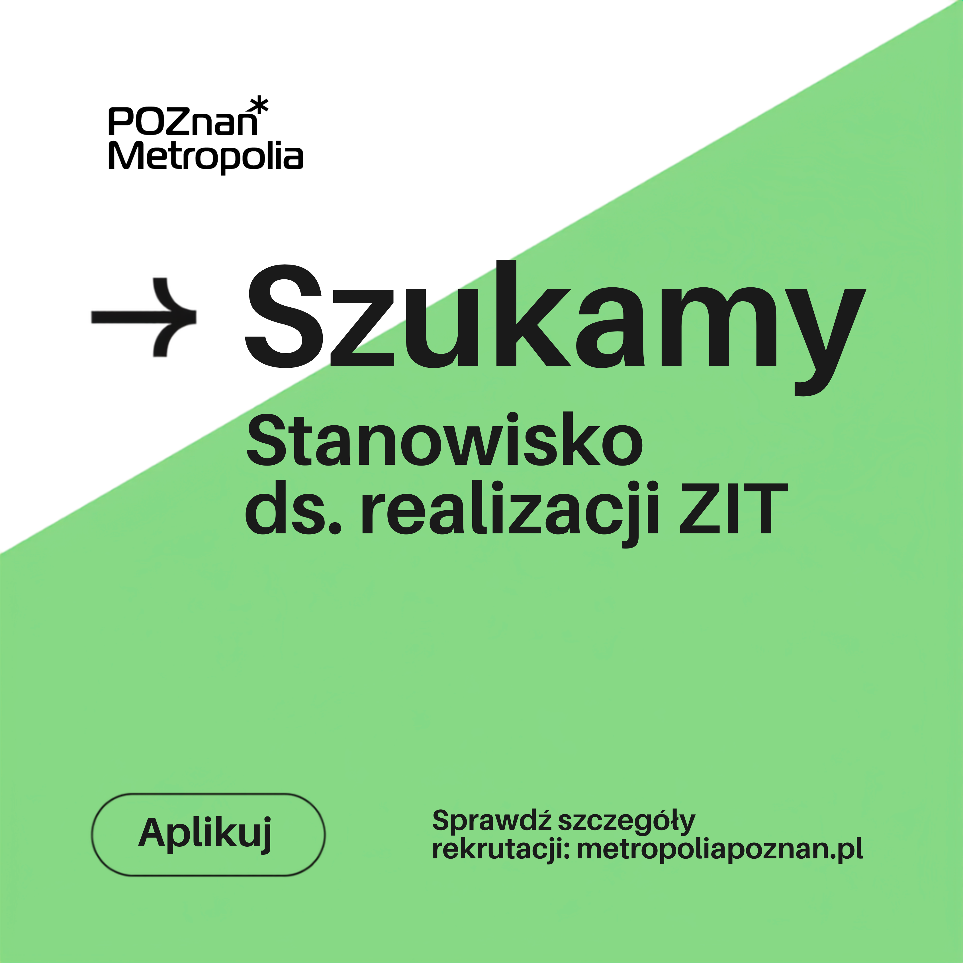 Grafika przedstawia informację dot. rekrutacji do zespołu Metropolii Poznań.