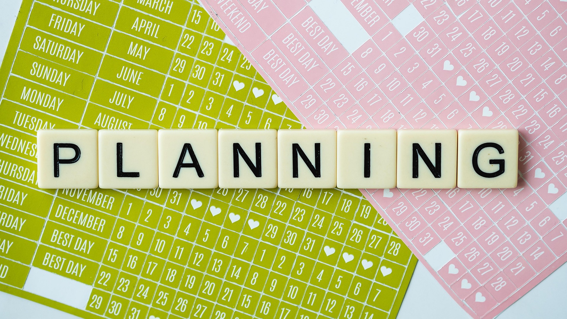 Grafika przedstawiająca napis w języku angielskim: PLANNING